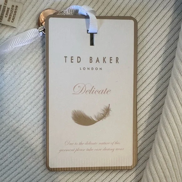 TED BAKER white/ivory asymmetric one shoulder pleated midi dress size 4 (12) NWT - Picture 10 of 12